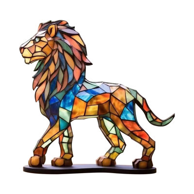 Graffiti Metal Animals Desktop Decoration Colorful Stained Metal Lions Decoration Table Top Art Decor