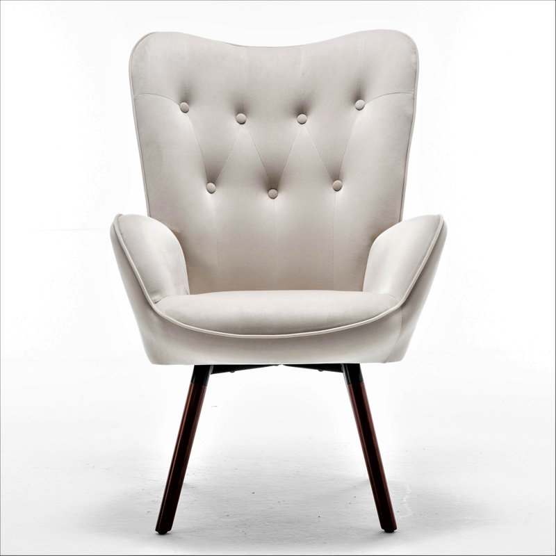 Barrion Upholstered Armchair, Ivory Velvet