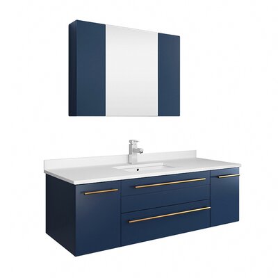 Stella 48"" Wall-Mounted Single Sink Bathroom Vanity Set with Medicine Cabinet -  Fresca, FVN6148RBL-UNS