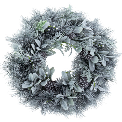 Couronne de Noël givrée en eucalyptus artificiel