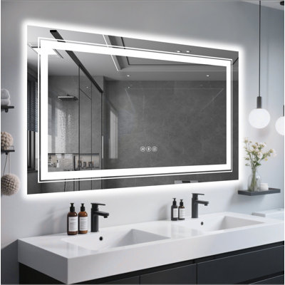 Miroir de salle de bain sans cadre à DEL, miroir intelligent