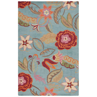 Emrick Hand Hooked Wool Floral Rug