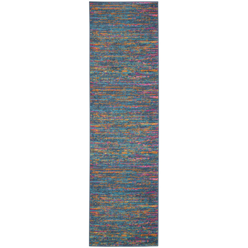 Abstract Blue Area Rug, Runner 1'10" x 6'