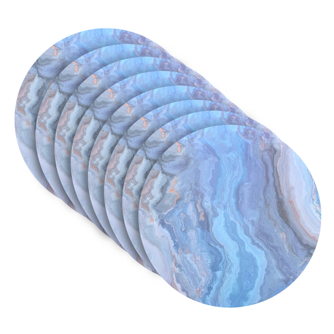 Placemats Dining Table Mat Table Decor Washable Non Slip Marble Round 15 X 15 Navy (Set of 8) Dainty Home