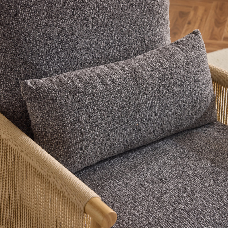Masson Chenille Accent Chair Armchair With Pillow, Dark Gray Chenille