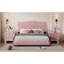 Tête de lit en rose avec plateforme tapissier en velours moderne avec cadre de rivet et rivets décoratifs