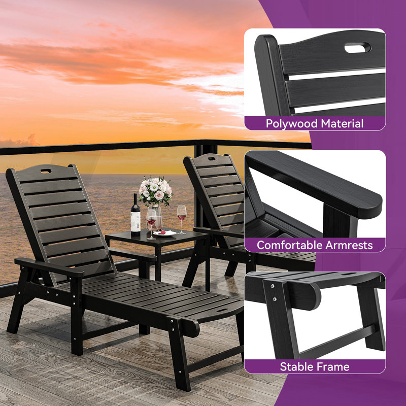 Alizay Outdoor Chaise Lounge, Black