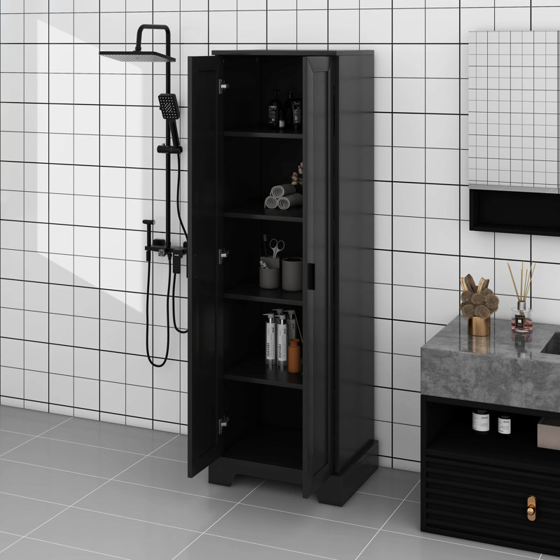 Armoire de rangement avec deux portes, tablettes réglables, Noir