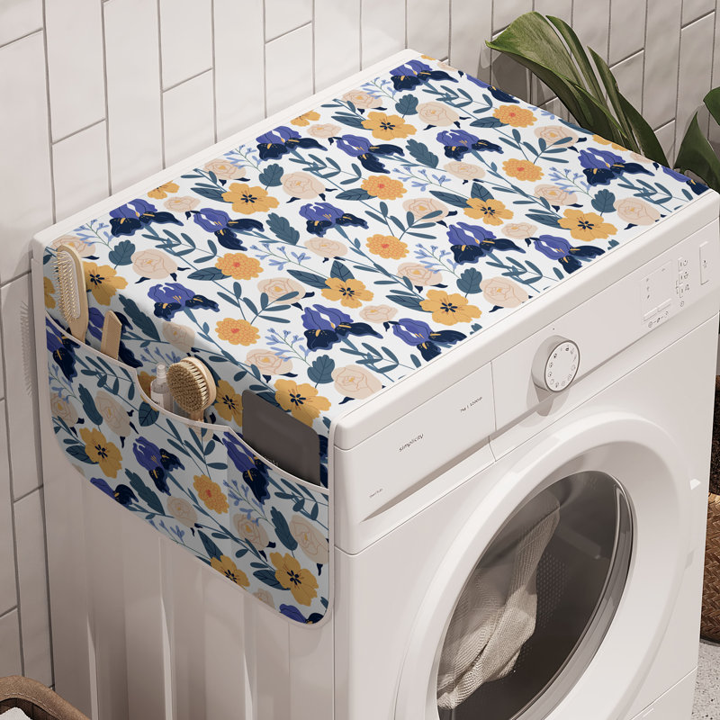 East Urban Home Floral Washing Machine Organizer Pack of 2 47" x 18.5" Sand Brown Blue Violet