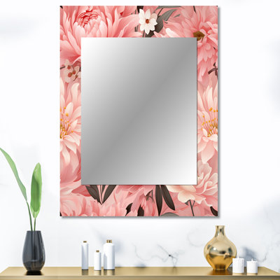 Chrysanthème rose floral pivoine délicatesse - miroir décoratif floral, miroir mural de chalet, impression d'art en métal