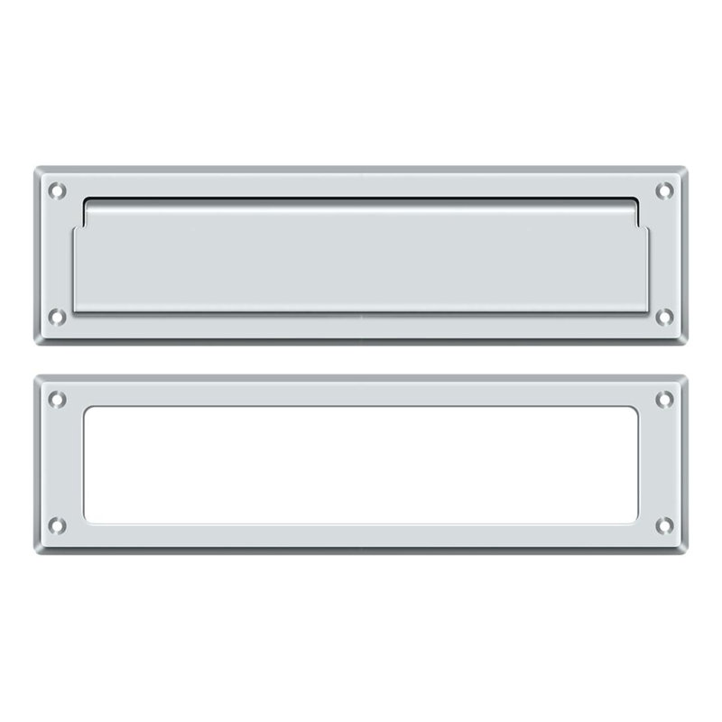 1D4154EF36E54CC9A2E3F1799798D91 Fente pour la boîte aux lettres 13-1 / 8 po avec cadre intérieur en chrome poli, Chrome poli