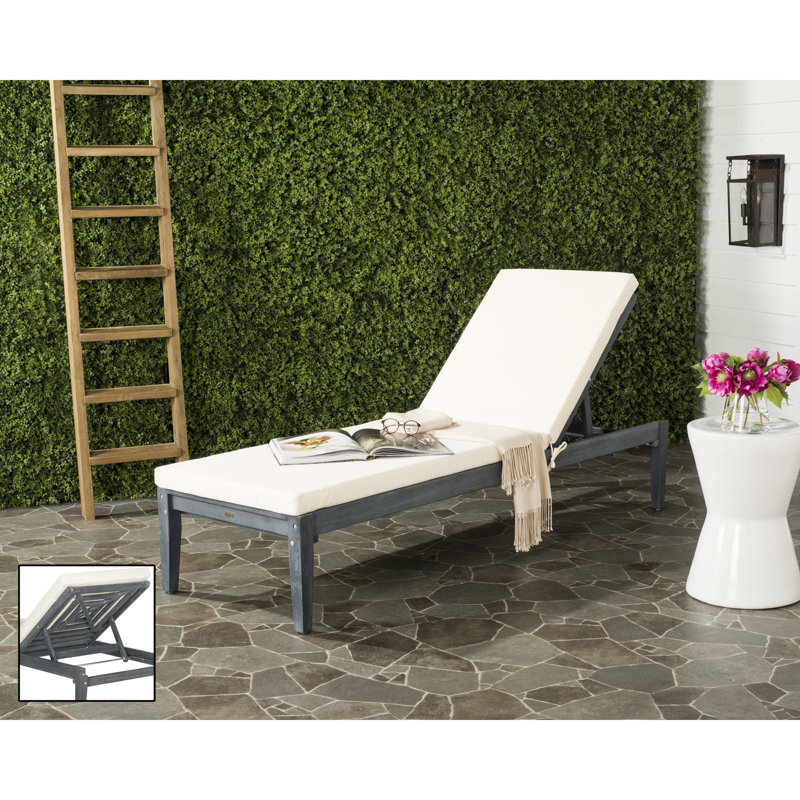 Chaise longue d'extérieur en acacia Ruark, Gris cendre