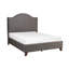 Lit double moderne et traditionnel, revêtement en velours gris, structure en bois massif, tête de lit avec garniture cloutée, sommier tapissier requis pour l'installation et utilisation