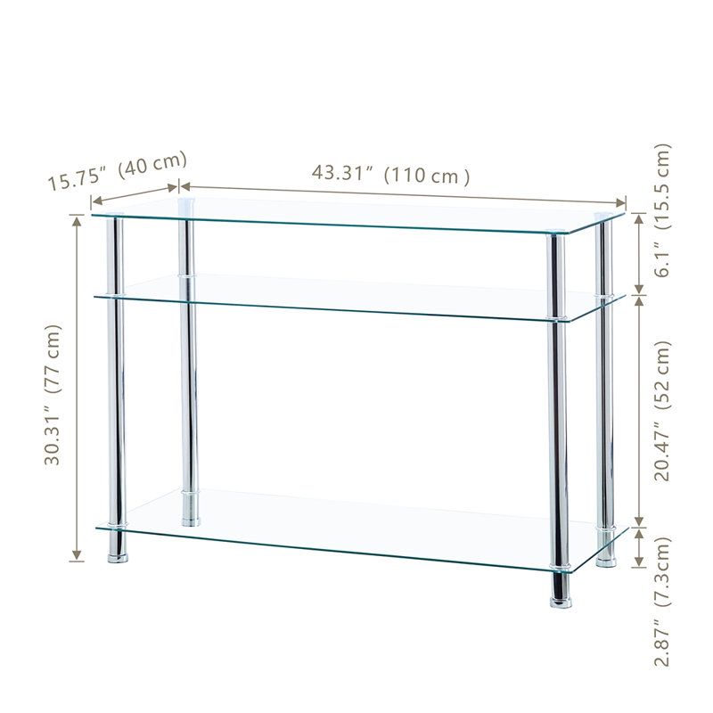 Allysyn 110cm Glass Top Console Table, Silver