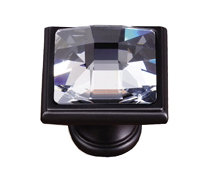 Swarovski Crystal Square Knob, Bronze