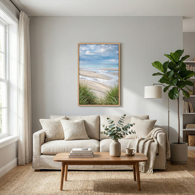 Ensemble de 1 tableau sur toile représentant un ciel de plage, H 24 po x l 18 po, Naturel