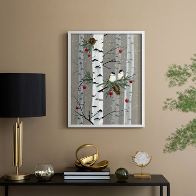 Birch Birds I, reproduction encadrée - bois massif
