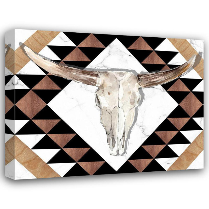 Alcott Hill® Parker, art sur toile tendue de la galerie Jennifer Paxton, Santa Fe Skulls V, H 36 po x l 44 po