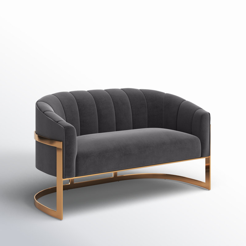 Causeuse en velours Tellico, Velours gris