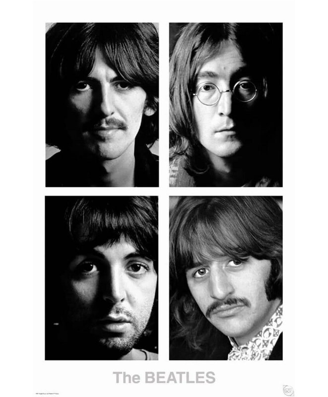  Officiellement sous licence des Beatles blanc, couverture d'albums noir et blanc 24 x 36 po, affiche d'art - reproduction décorative - papier affiche - prêt à encadrer