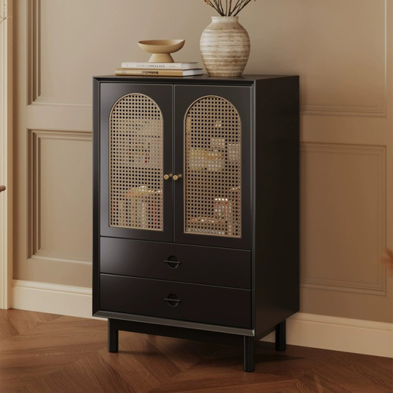 Black Solid Wood Sideboard, Black