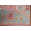 Tapis de salon rose à motif floral Oushak 10 x 14