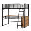 Lit mezzanine en métal avec tablettes et bureau en L-1258003863