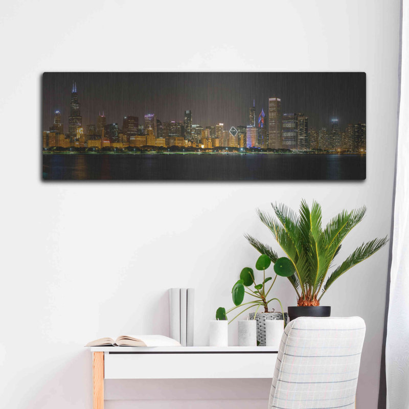 «Chicago Cityscape Baseball» par AKG, H 16 po x l 48 po