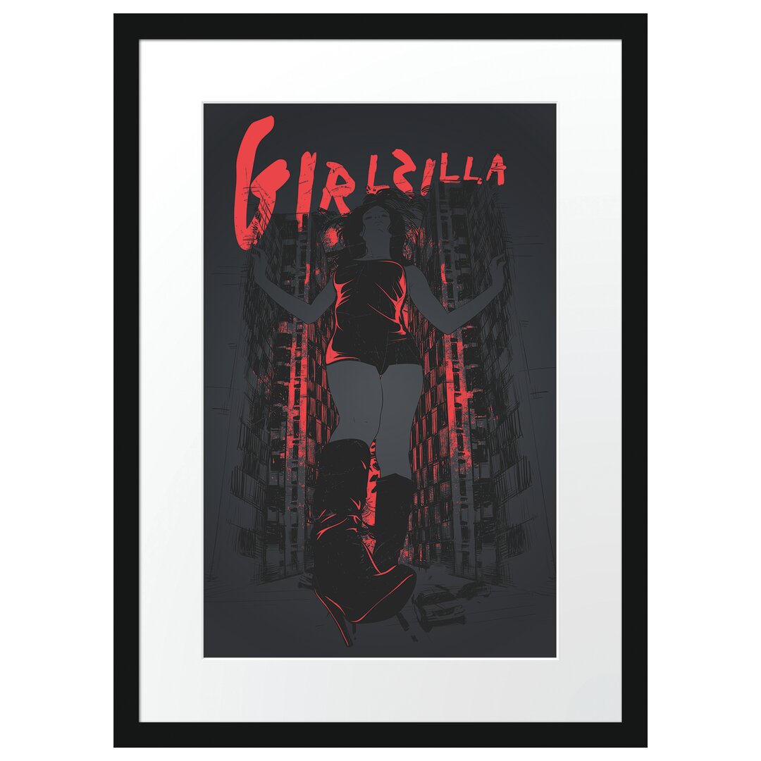 Gerahmtes Poster Girlzilla Black