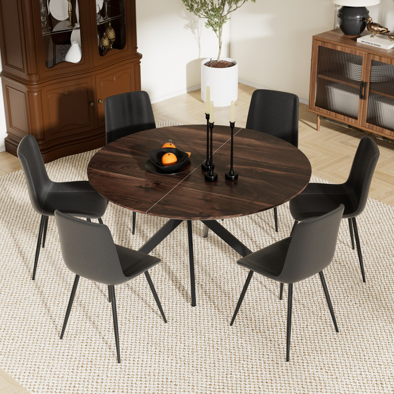 Ensemble de table ronde, Noir, noir, noir, noir, Brun, 7
