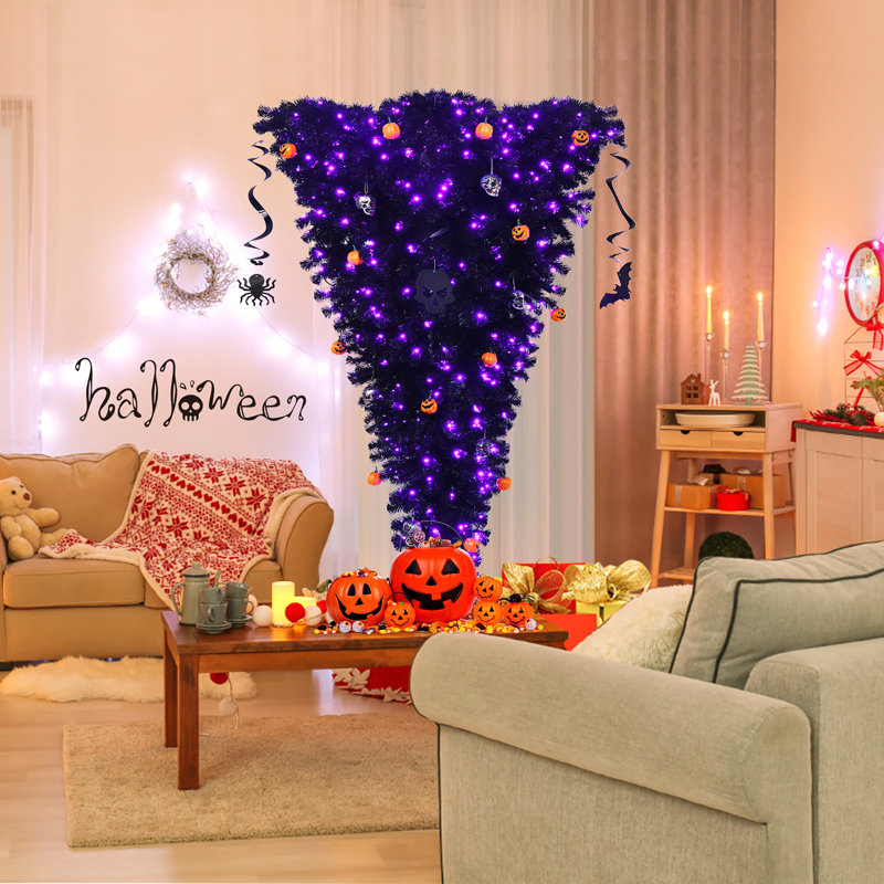 Arbre de Noël artificiel en PVC 7 po avec 400 lumières H 7 "Upside Down, H 6 pi