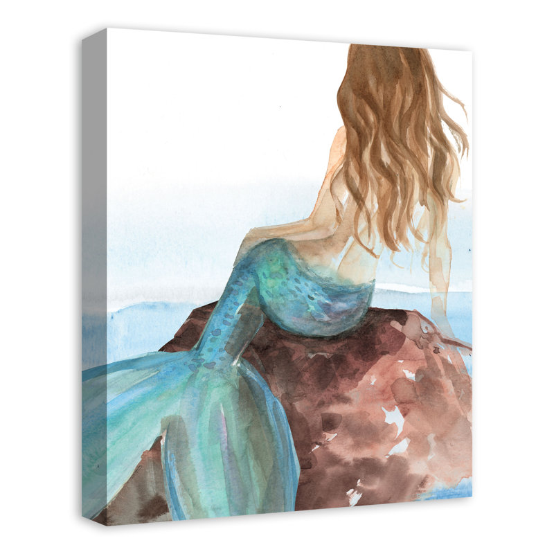 «Mermaid On A Rock On», reproduction sur toile, H 20 po x l 16 po x P 1,25 po