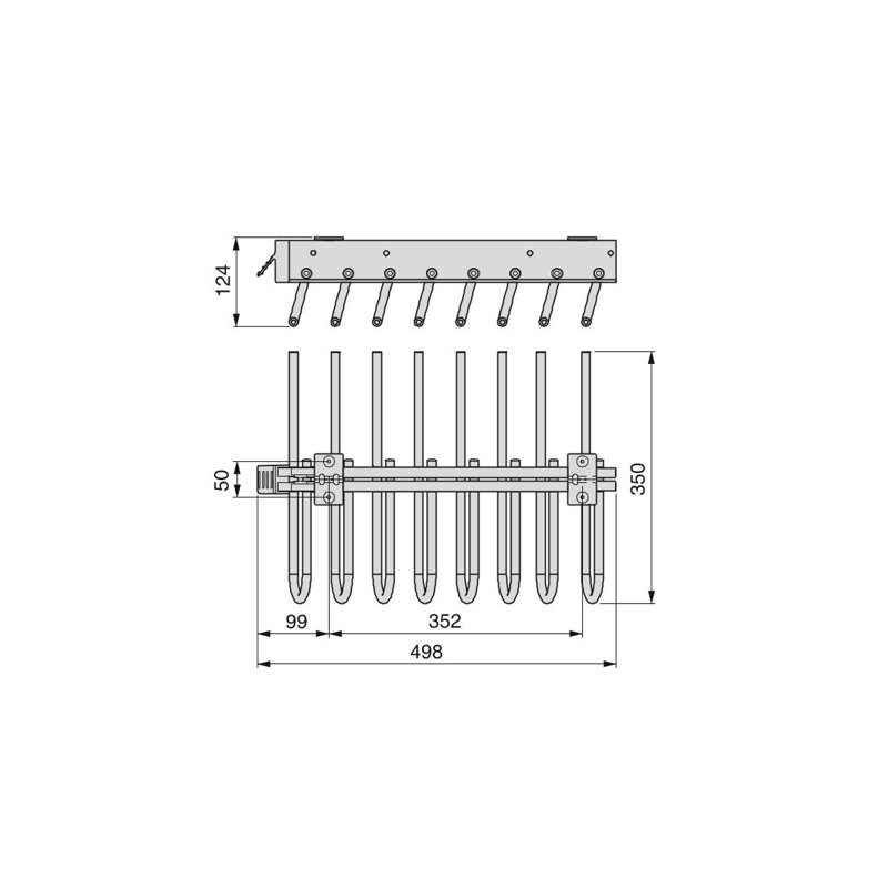 Pinette 49.8cm 4 Wall Towel Bar, Chrome
