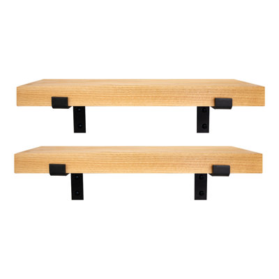 2 Piece Oak Bracket Shelf