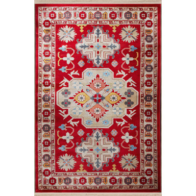 Tapis décoratif rétro à motif traditionnel rouge et beige