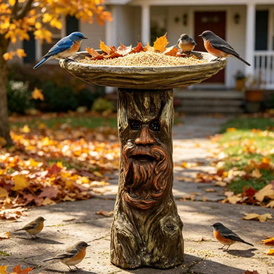 Bain autoportant extérieur pour piédestal pour arbres - bains d'oiseaux en béton et bols à oiseaux avec oiseaux décoratifs pour le jardin, le patio, la cour et la pelouse