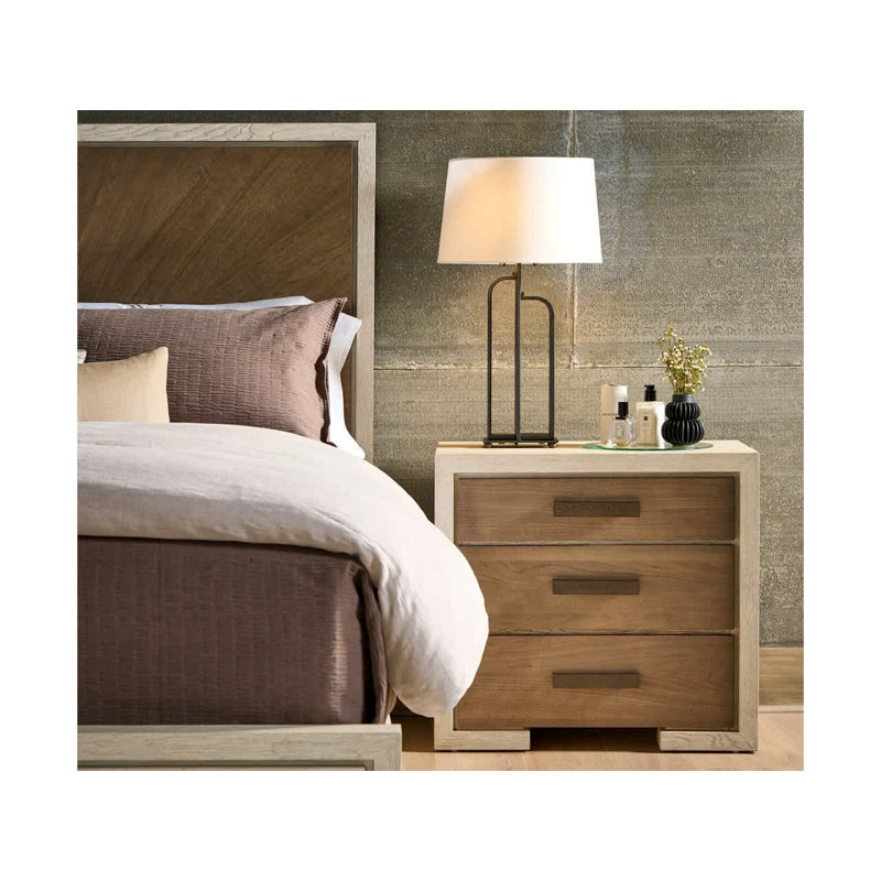 Modern Veil Veil/Mist Two-Tone Soft Close Nightstand, Beige