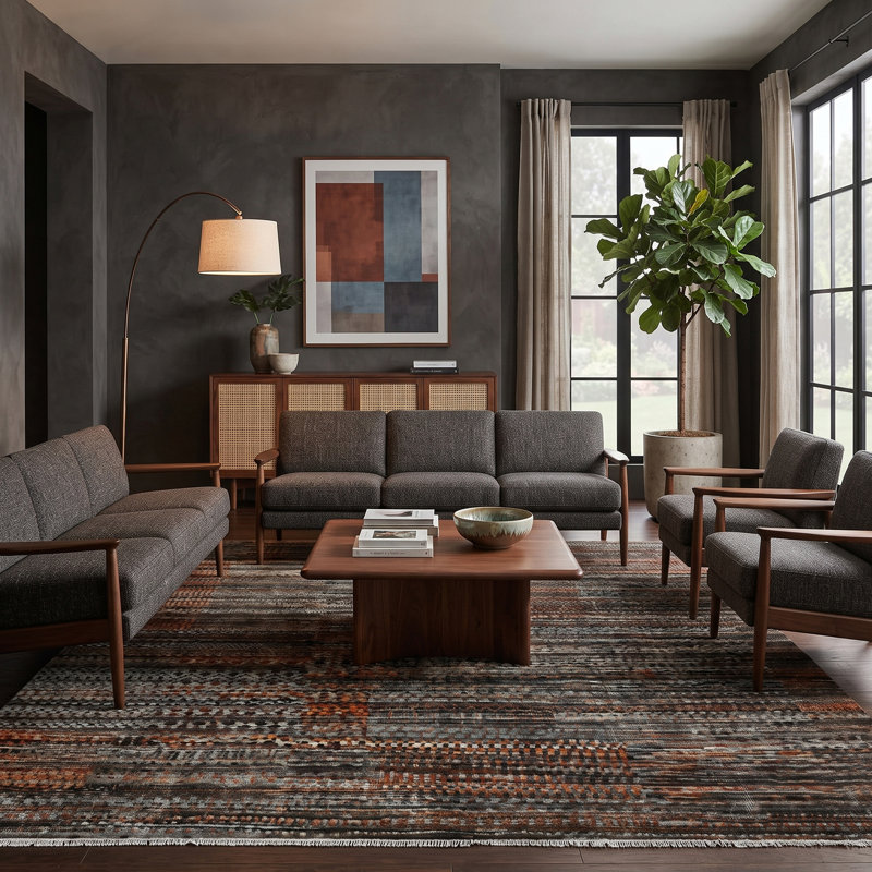 Legacy Hand Knotted Southwestern Geometric Striped New Zealand Wool Area Rug, Rectangle 10' x 14'