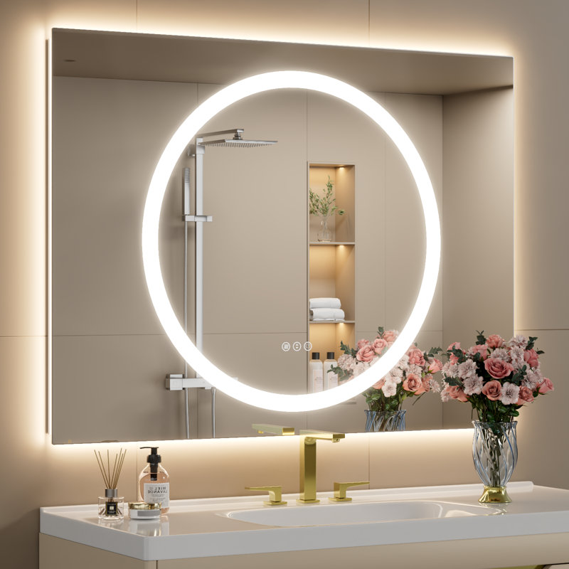 Dimmable LED Bathroom Mirror with Lights, 48" x 36"