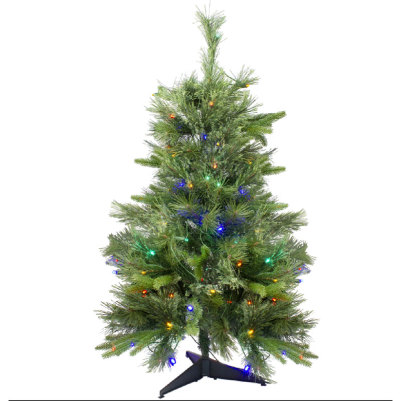 Cashmere Mixed 3' Green Pine Artificial Christmas Tree with 100 Multi-Coloured Lights