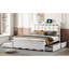 Grand lit plateforme avec lit gigogne, blanc - Espace de rangement robuste-117539438