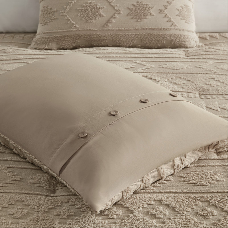 3 pièces d'édredon en chenille double / grand, brun clair, rembourré, surdimensionné et lavable à la machine