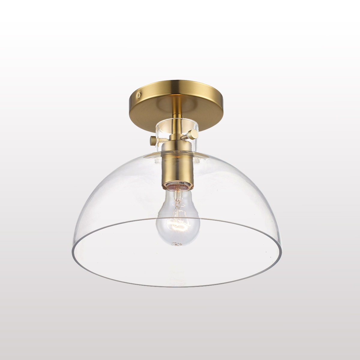 Martins Single Light Glass Semi Flush Mount, Antique Gold