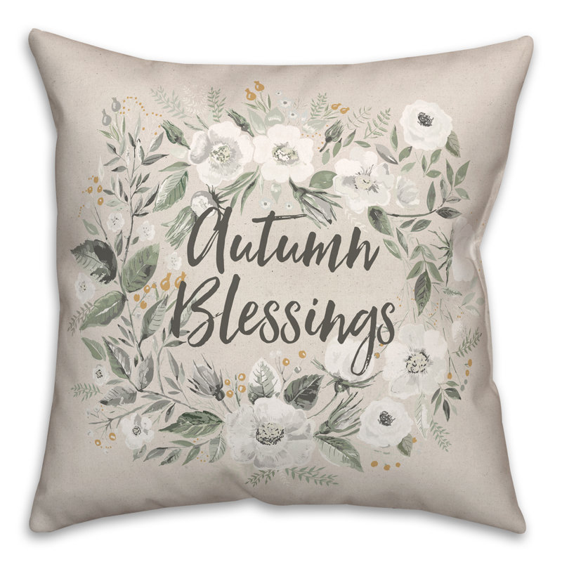 Housse et insert de coussin carré Wreath Blessings, H 18 po x l 18 po