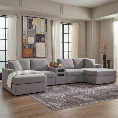 Canapé modulaire 5 pièces avec console audio Lebron