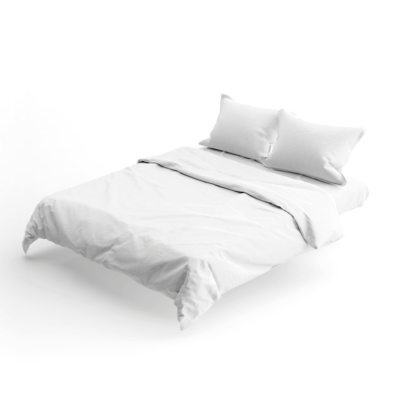 Cotton Solid Colour Duvet Cover Set with Pillowcases Included, 135 x 200 cm - 1 Pillowcase 80 x 80 cm, White