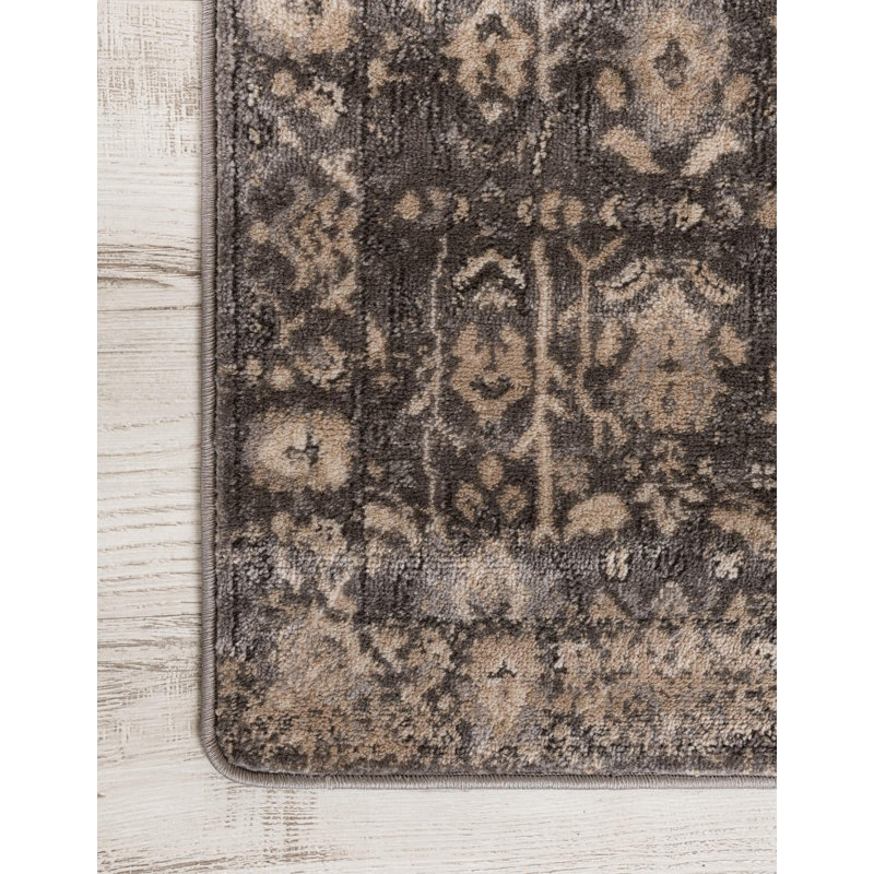 Burrill Abstract Gray Area Rug, Octagon 6'1" x 6'1"
