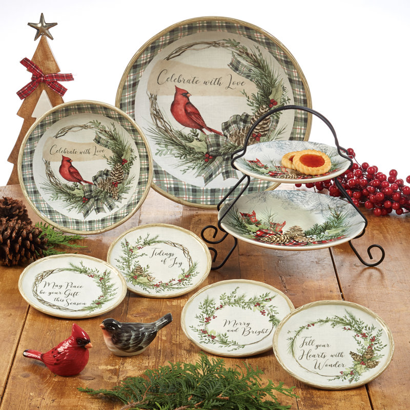 Holly and Ivy Ceramic Winter White 18 oz Mug Set