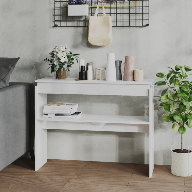 Console avec rangement compact en bois d'ingénierie, H 31,5 po x l 40,2 po x P 11,8 po, Chêne sonoma