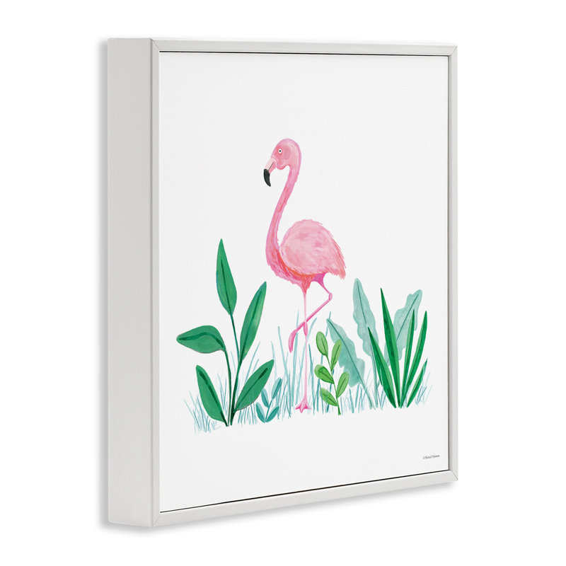 Art estival, flamant rose et estampe numérique par Susan Ball, Giclée encadrée blanc bord de mer, H 12 po x l 12 po